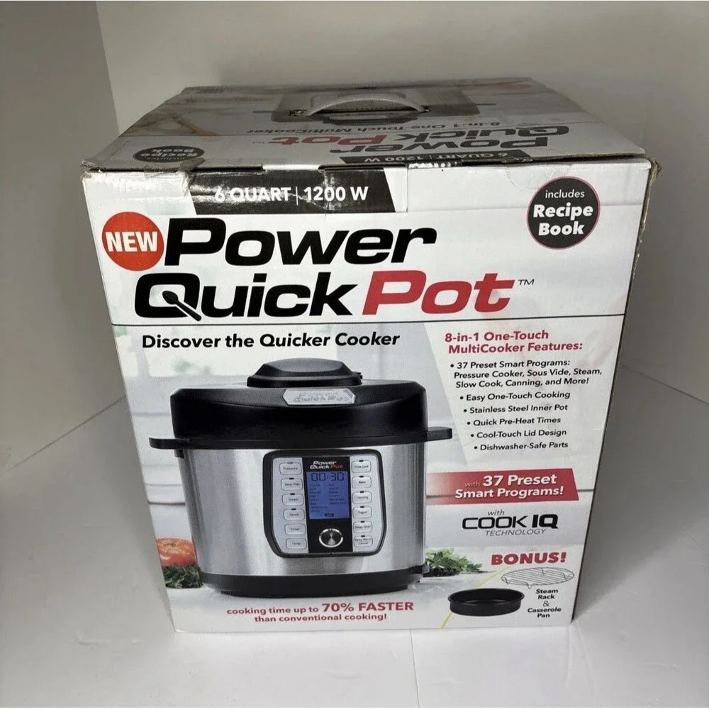 POWER QUICK POT 6 Quart 1200 Watt Stainless 8 in 1 One Touch Multi Cooker